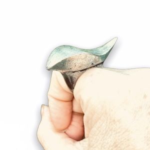 Vintage metal ring oversized BIRD silver big boho rustic farmhouse jewelry vtg